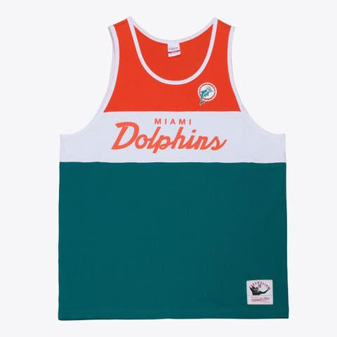 Men's Mitchell & Ness  Aqua/Orange Miami Dolphins Head Coach Tank Top