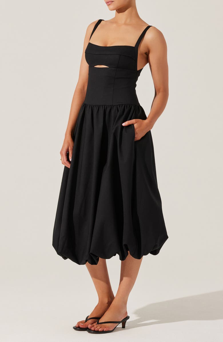 ASTR the Label Jevi Sleeveless Bubble Midi Dress, Alternate, color, Black