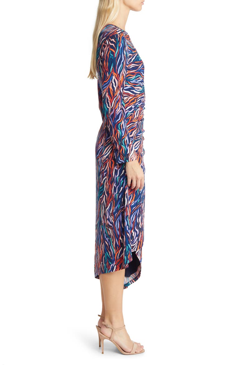 Asymmetric Long Sleeve Dress, Alternate, color, NAVY/ TANGERINE/ PERIWINKLE