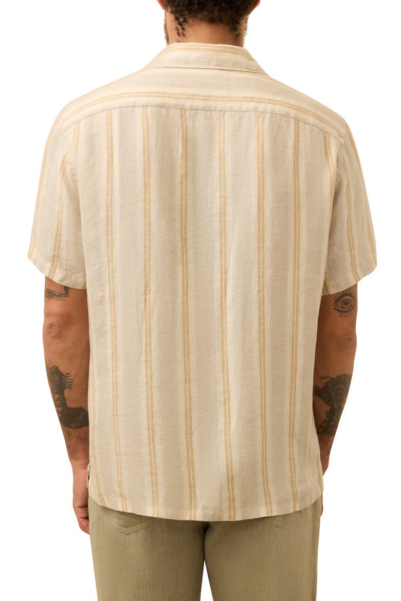 Laguna Stripe Linen Camp Shirt, Alternate, color, OAK ISLAND STRIPE