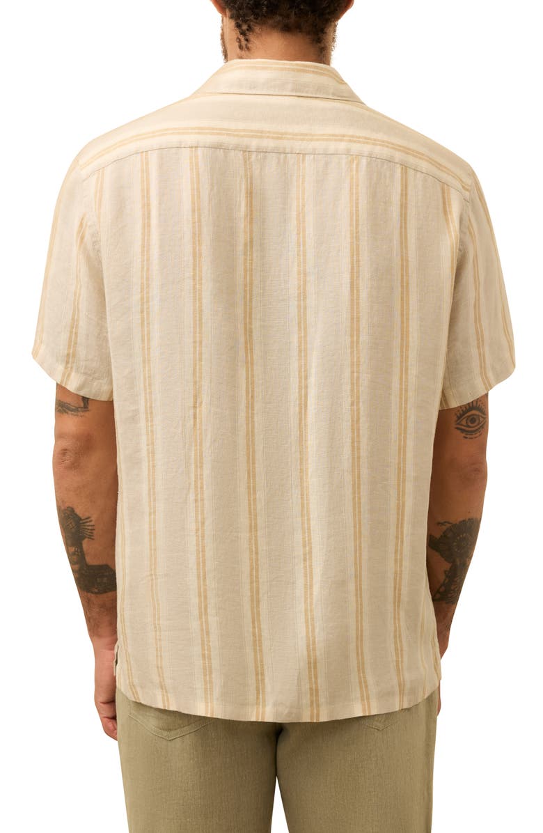 Faherty Laguna Stripe Linen Camp Shirt, Alternate, color, Oak Island Stripe