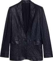 Zadig & Voltaire Valse Crinkled Leather Blazer