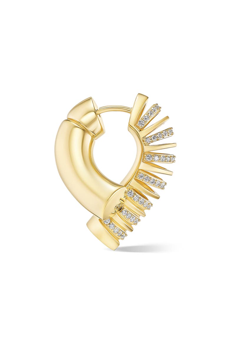 Oera Half Rib Diamond Hoop Earrings, Main, color, YELLOW GOLD