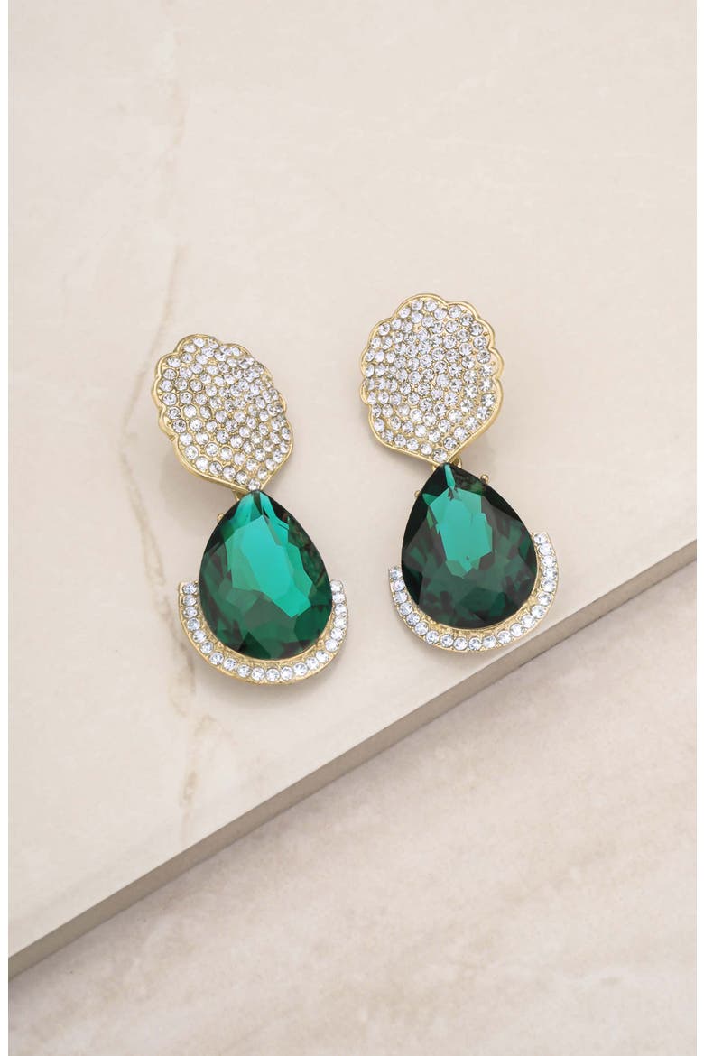 Pavé Statement Earrings, Alternate, color, GREEN