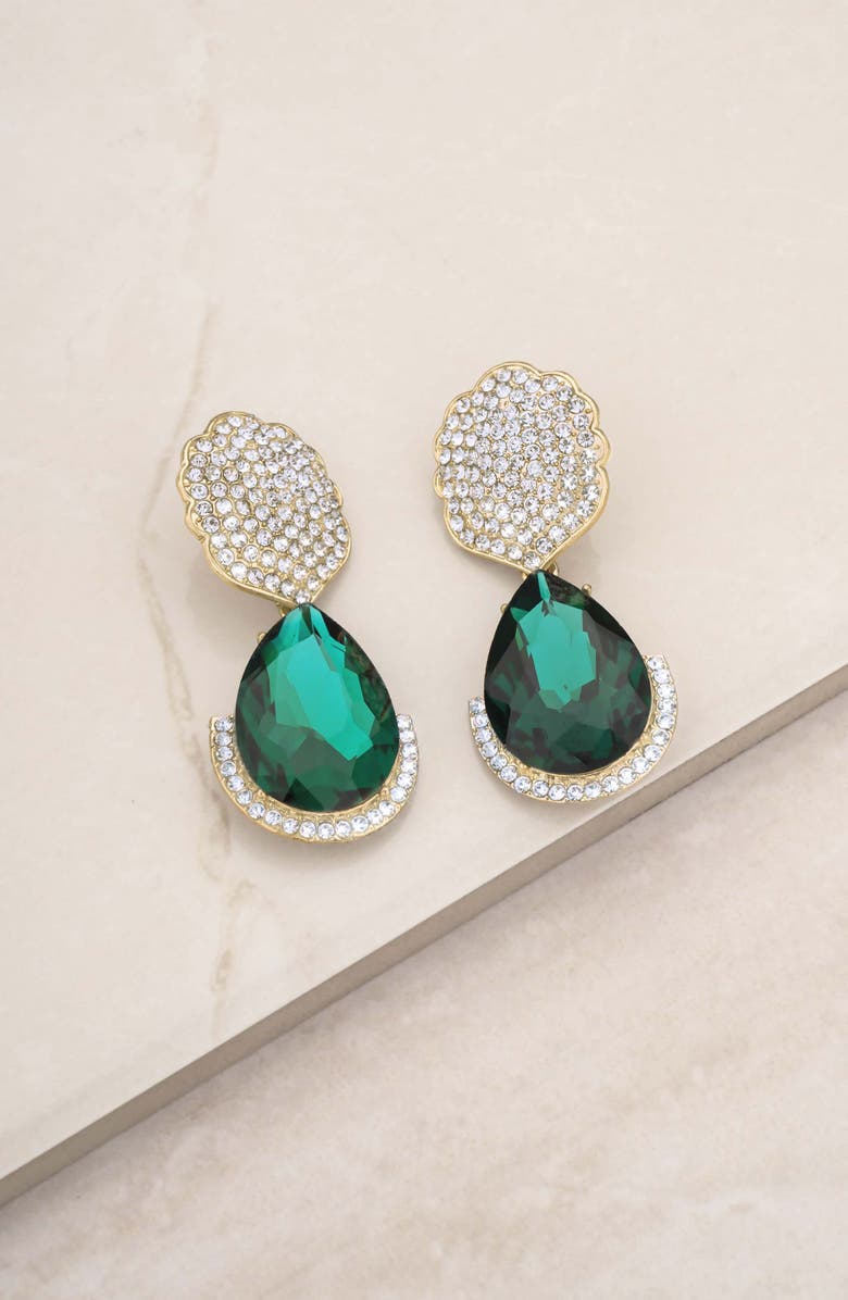 Ettika Pavé Statement Earrings, Alternate, color, Green