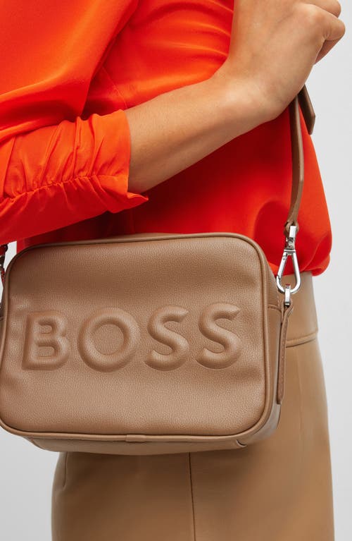 Hugo Boss Boss Olivia Faux Leather Crossbody Bag In Brown
