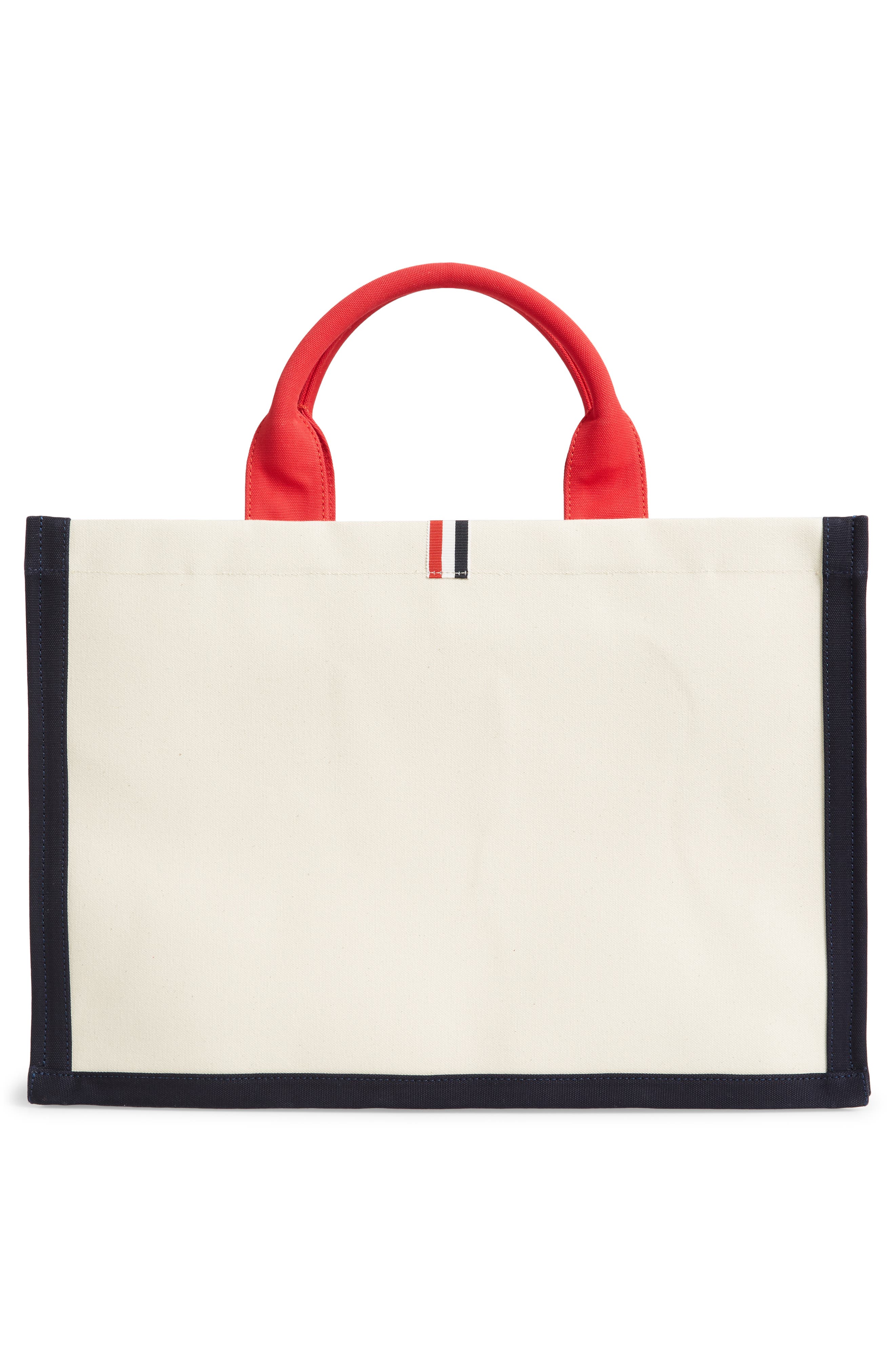 Thom Browne Name Tag Canvas Top Handle Tote, Alternate, color, 