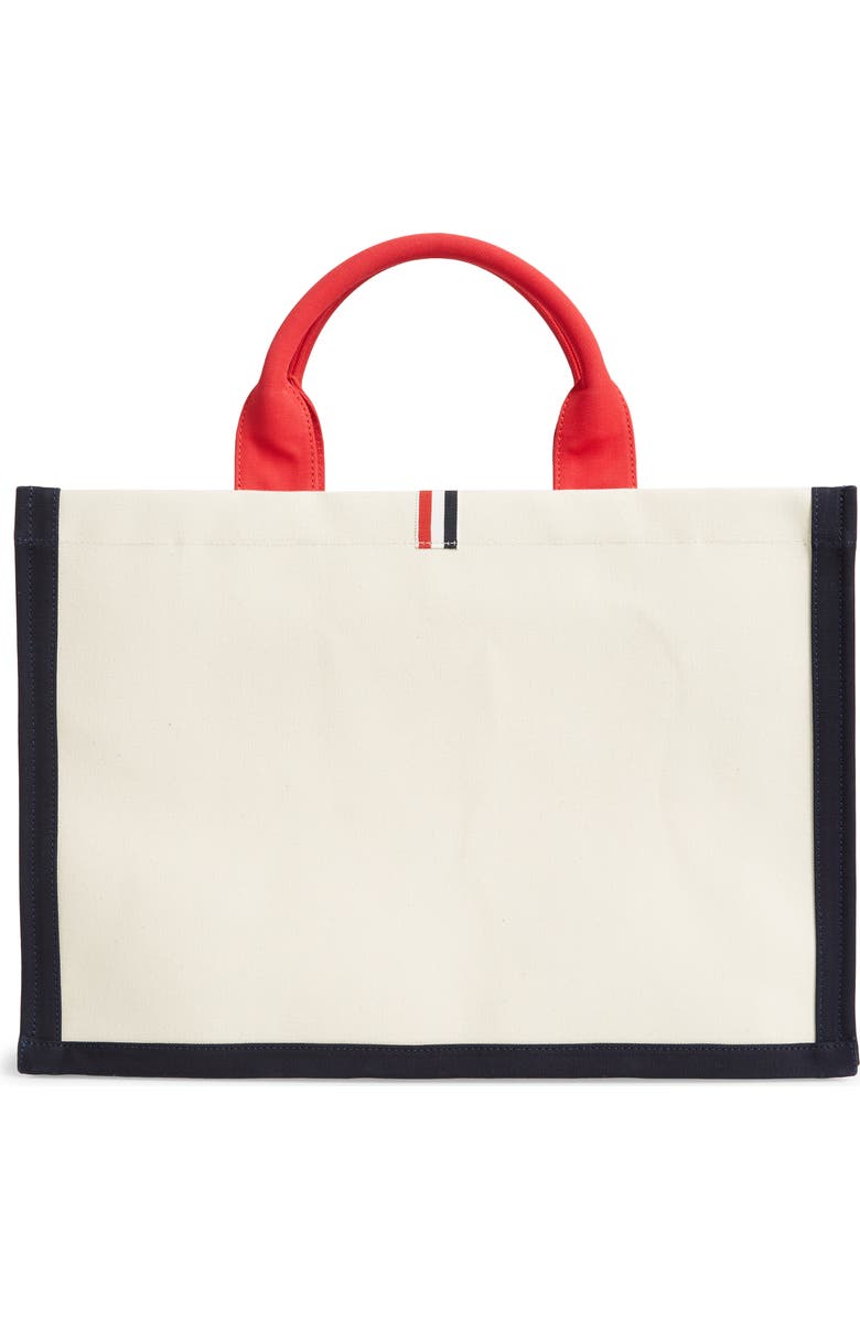 Thom Browne Name Tag Canvas Top Handle Tote, Alternate, color,
