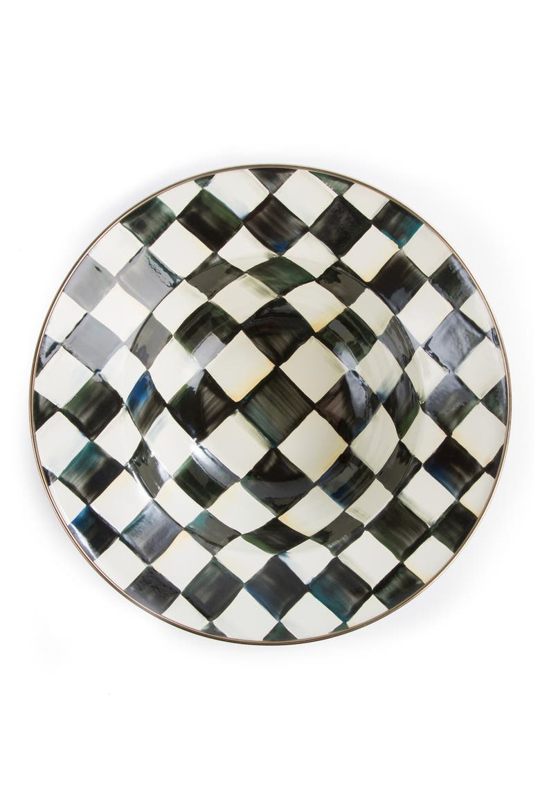 Courtly Check Enamel Serving Bowl, Alternate, color, BLACK/ WHITE
