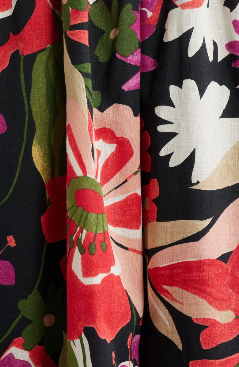 Anne Klein Puff Sleeve Smocked Bodice Cotton Sundress, Alternate, color, Anne Black Multi