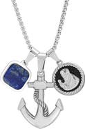 STEELTIME Men's Stainless Steel Anchor Pendant Necklace