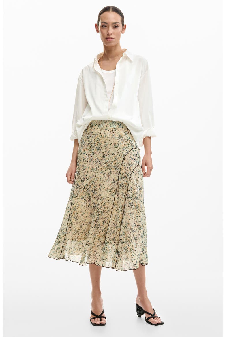 Abstract Print Midi Skirt, Alternate, color, MEDIUM BEIGE