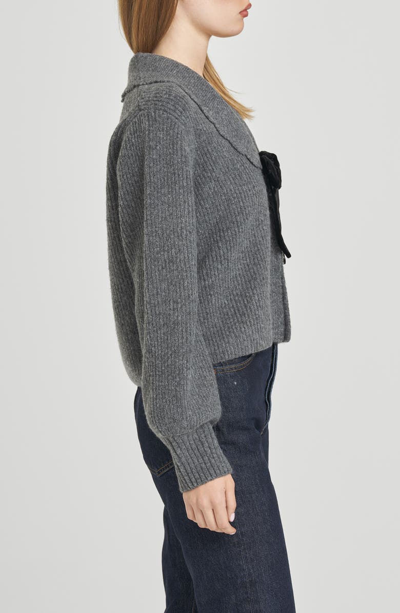 WAYF Sloane Bow Cardigan, Alternate, color, Charcoal