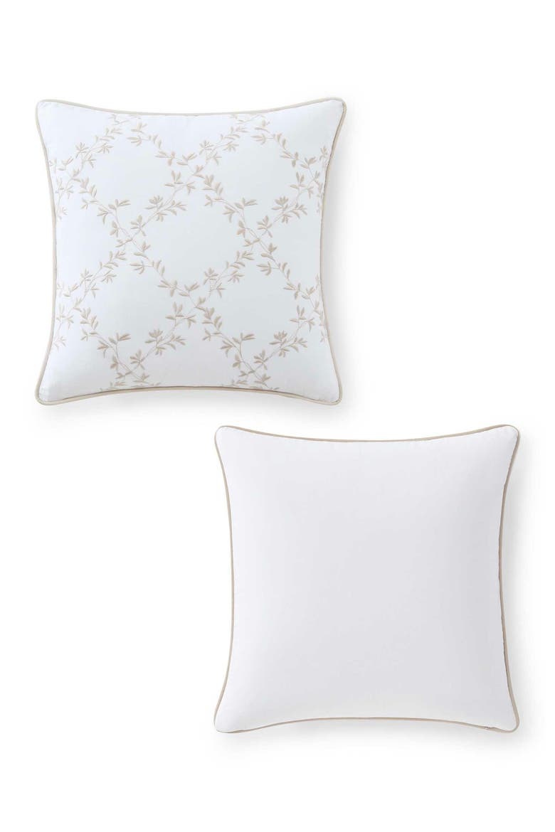 Blooming Trellis Cotton Decorative Pillow, Alternate, color, WHITE/ FEATHER