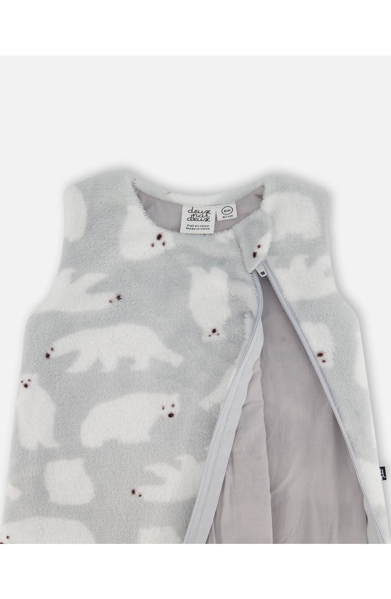 Deux par Deux Baby Boy's Printed Plush Sleep Sack Gray With Polar Bears, Alternate, color, 
