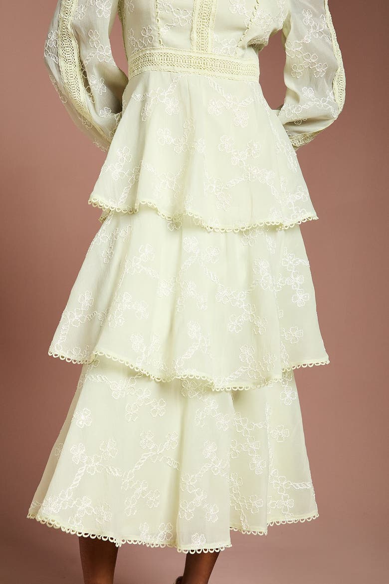 Long Sleeve Lace Midi Dress, Alternate, color, Sage