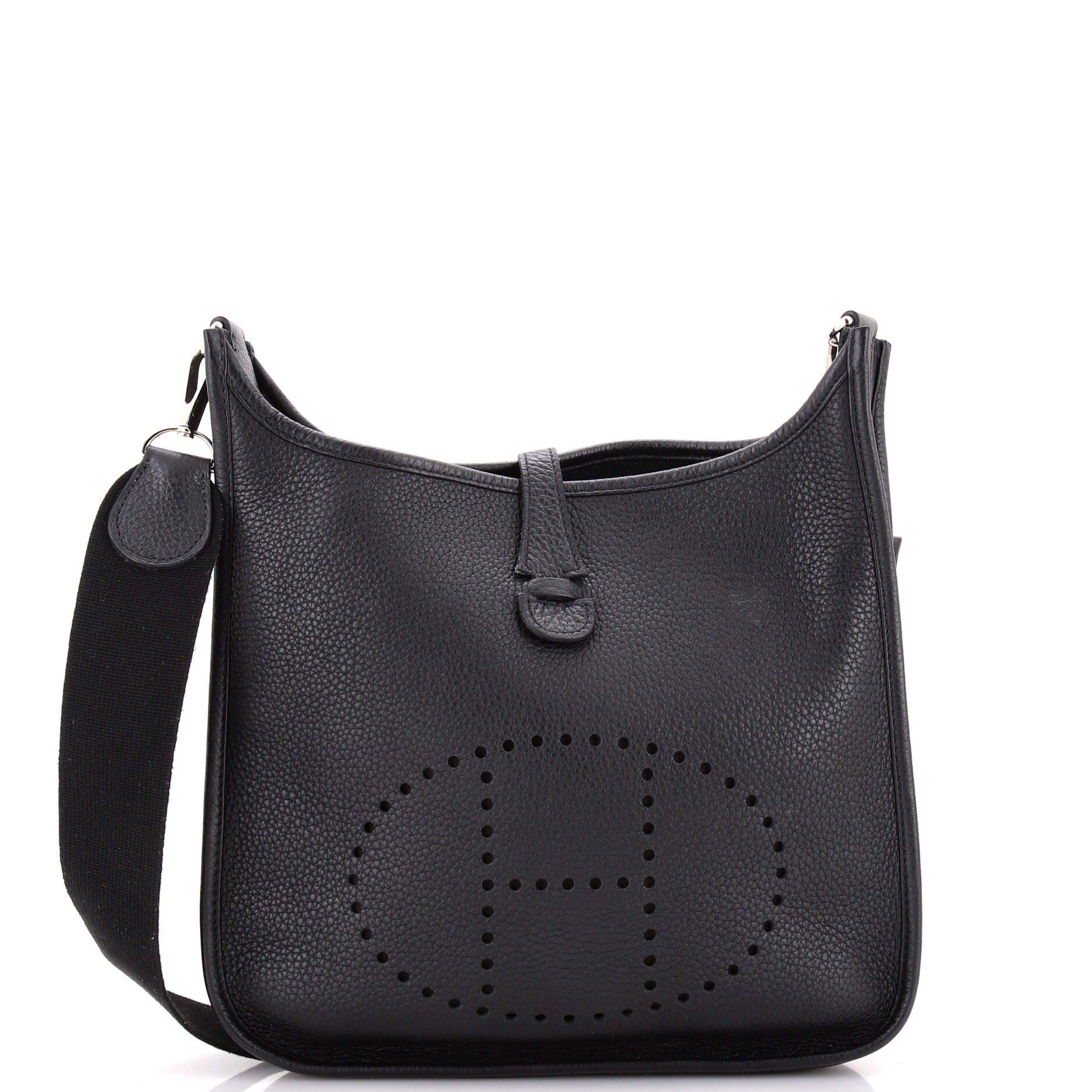 Pre-Owned Hermes Evelyne Bag Gen III Clemence PM, Main, color, Noir