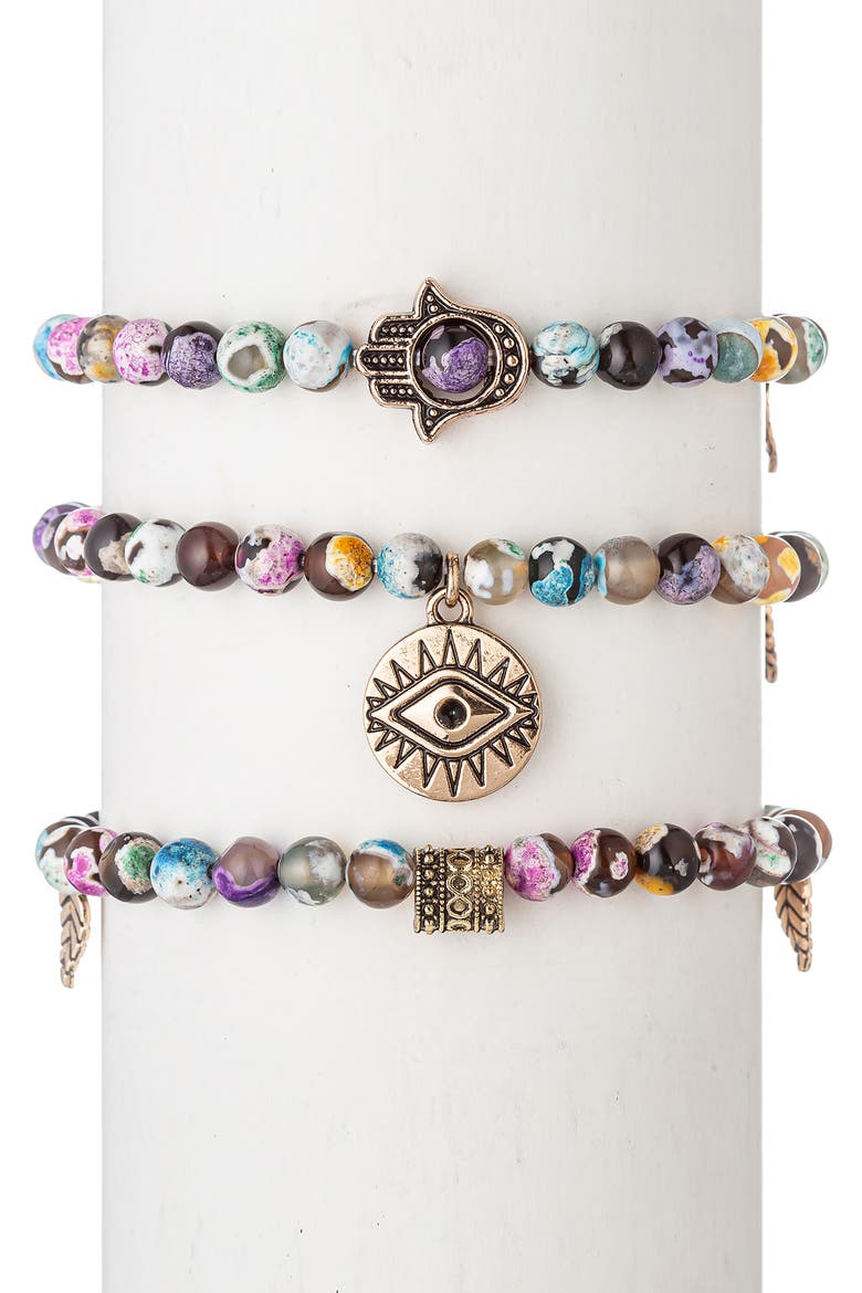 Nora Agate 3-Piece Bracelet Set, Main, color, MULTI