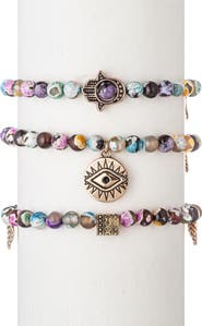 EYE CANDY LOS ANGELES Nora Agate 3-Piece Bracelet Set