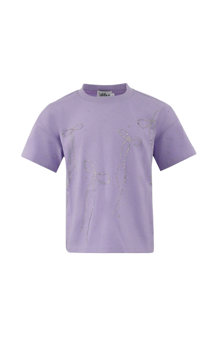 Lola + The Boys Crystal Bows T-shirt, Main, color, Purple