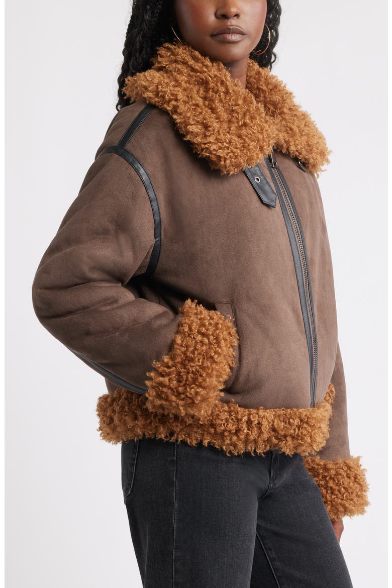 Faux Shearling Jacket, Alternate, color, BROWN QUARTZ