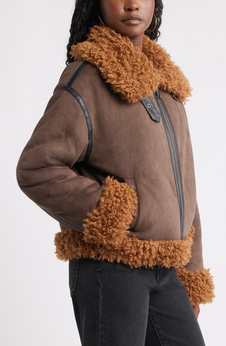 Treasure & Bond Faux Shearling Jacket, Alternate, color, Brown Quartz
