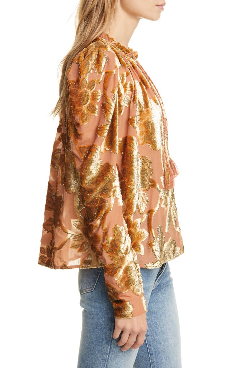 Camilla Velvet Devoré Blouse, Alternate, color, ROSE GOLD