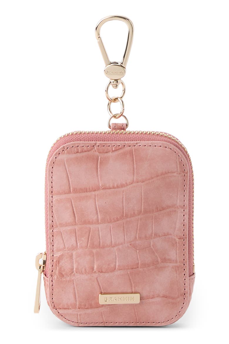 Katelynn Croc Embossed Leather Coin Pouch, Main, color, BLUSH