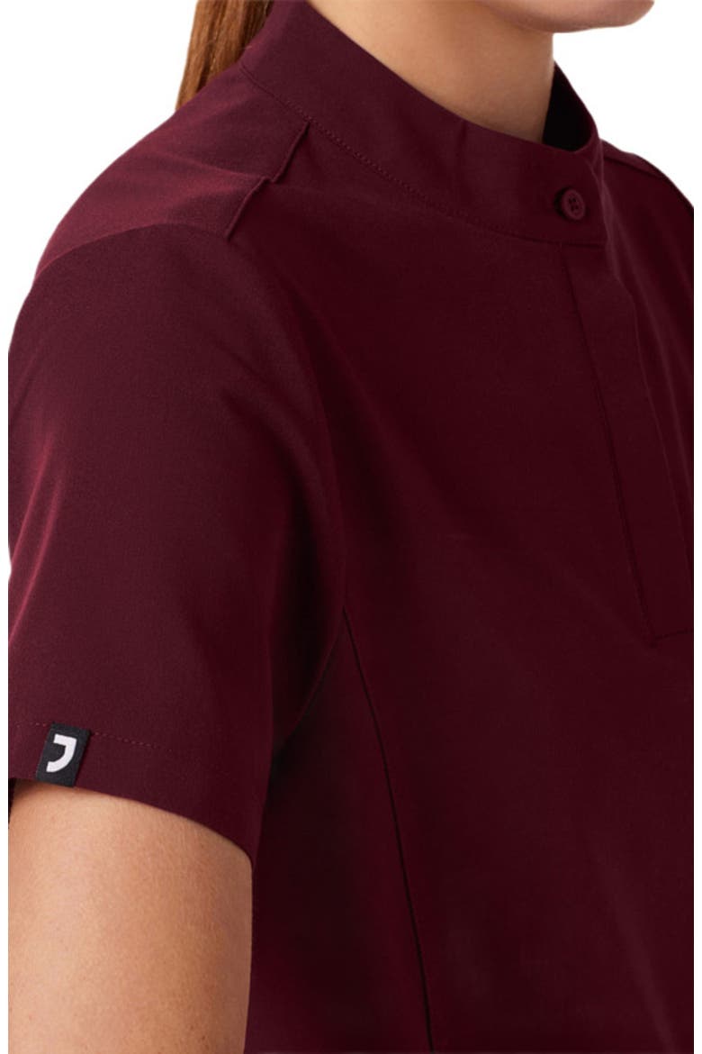 Savi Women's 1-Pocket Classic Banded Collar Scrub Top, Alternate, color, Burgundy