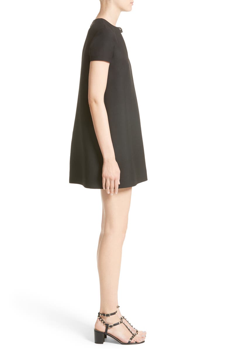 Valentino Wool & Silk Crepe Shift Dress, Alternate, color, 