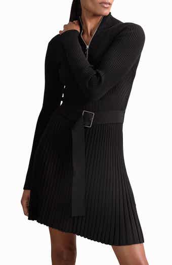 Reiss Vienna Half Zip Long Sleeve Rib Sweater Dress