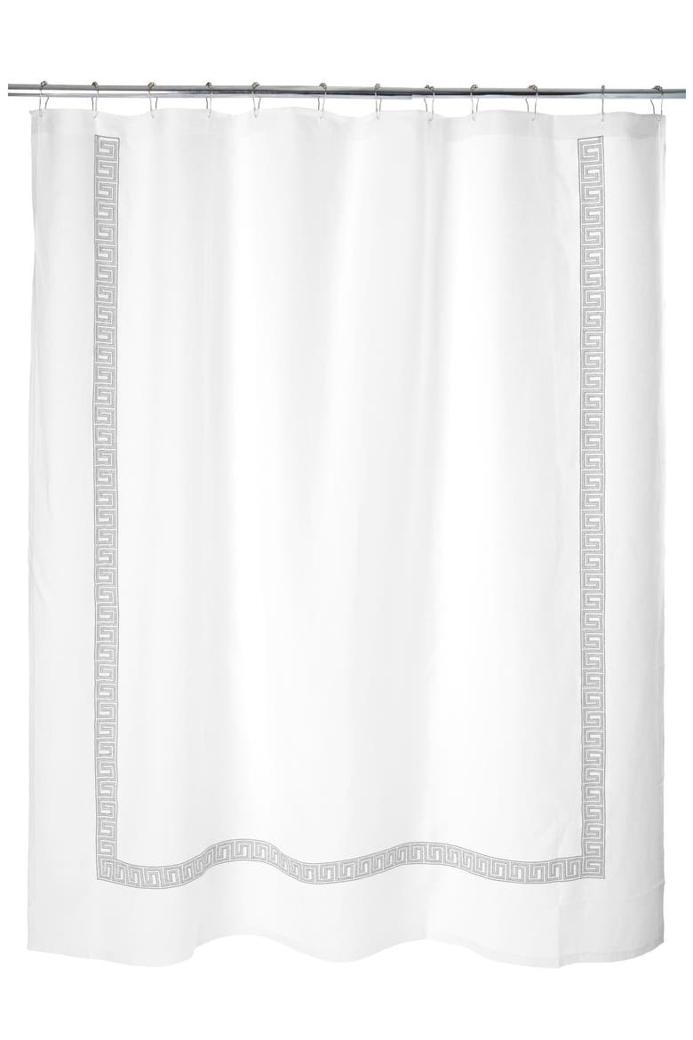 Ophelia Linen Shower Curtain, Main, color, STERLING