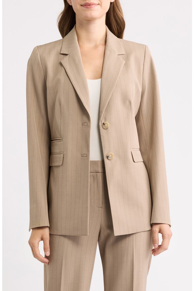 Pinstripe Two-Button Blazer, Main, color, NATURAL CLAY/ ANNE BLACK