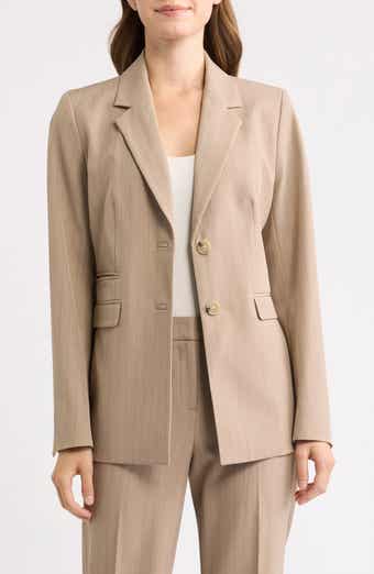Pinstripe Two-Button Blazer