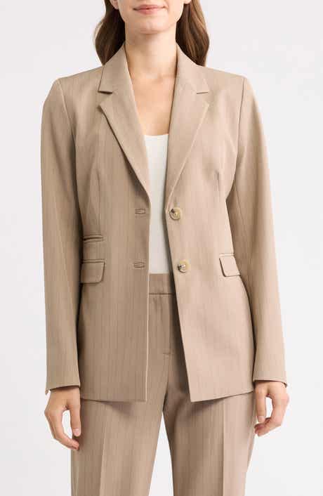 Pinstripe Two-Button Blazer