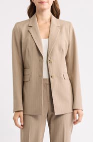 Anne Klein Pinstripe Two-Button Blazer