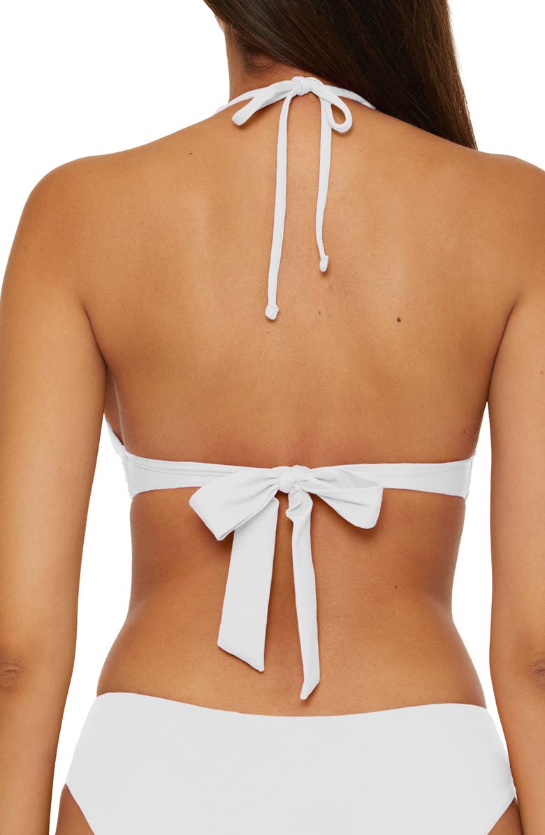 Becca Marble Canyon Ring Halter Bikini Top, Alternate, color, White