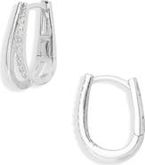 Argento Vivo Sterling Silver CZ Split Hoop Earrings