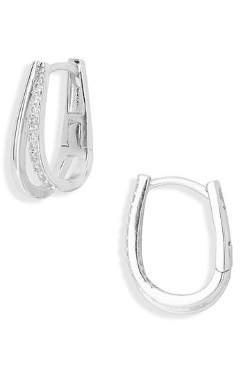 Argento Vivo Sterling Silver Cz Split Hoop Earrings In Metallic