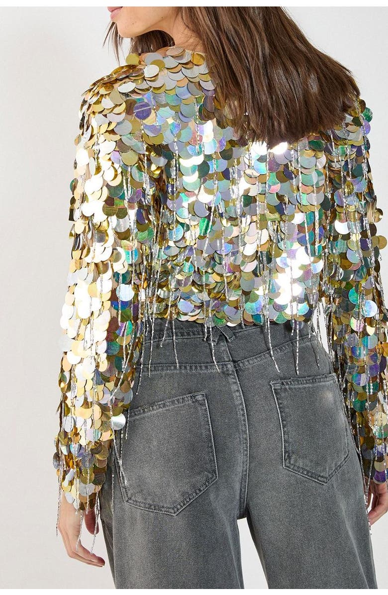 NASTY GAL Disc Tassel Trophy Jacket, Alternate, color, Gold