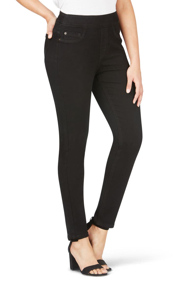 Uptown Slim Leg Pull-On Stretch Pants, Main, color, BLACK