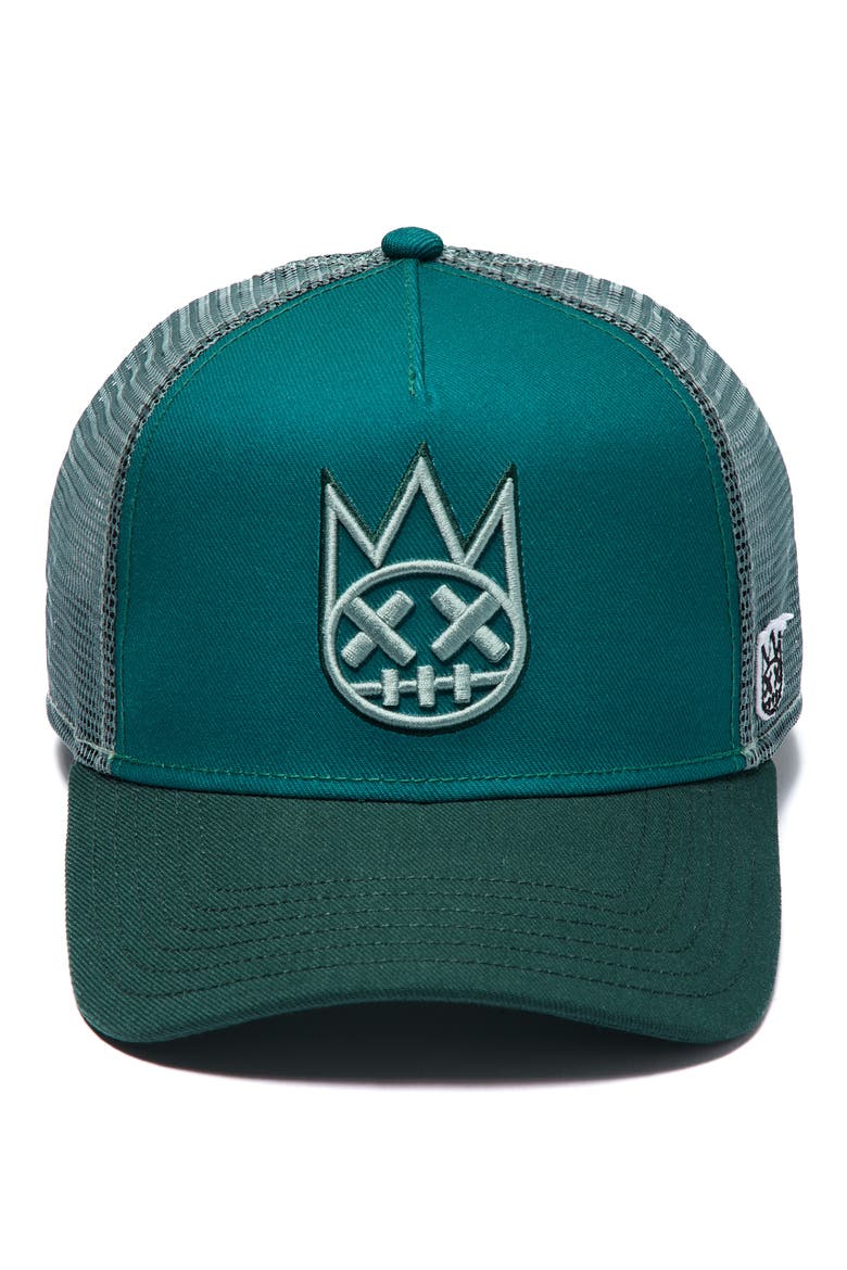 Shimuchan Logo Colorblock Trucker Hat, Alternate, color, BAYBERRY