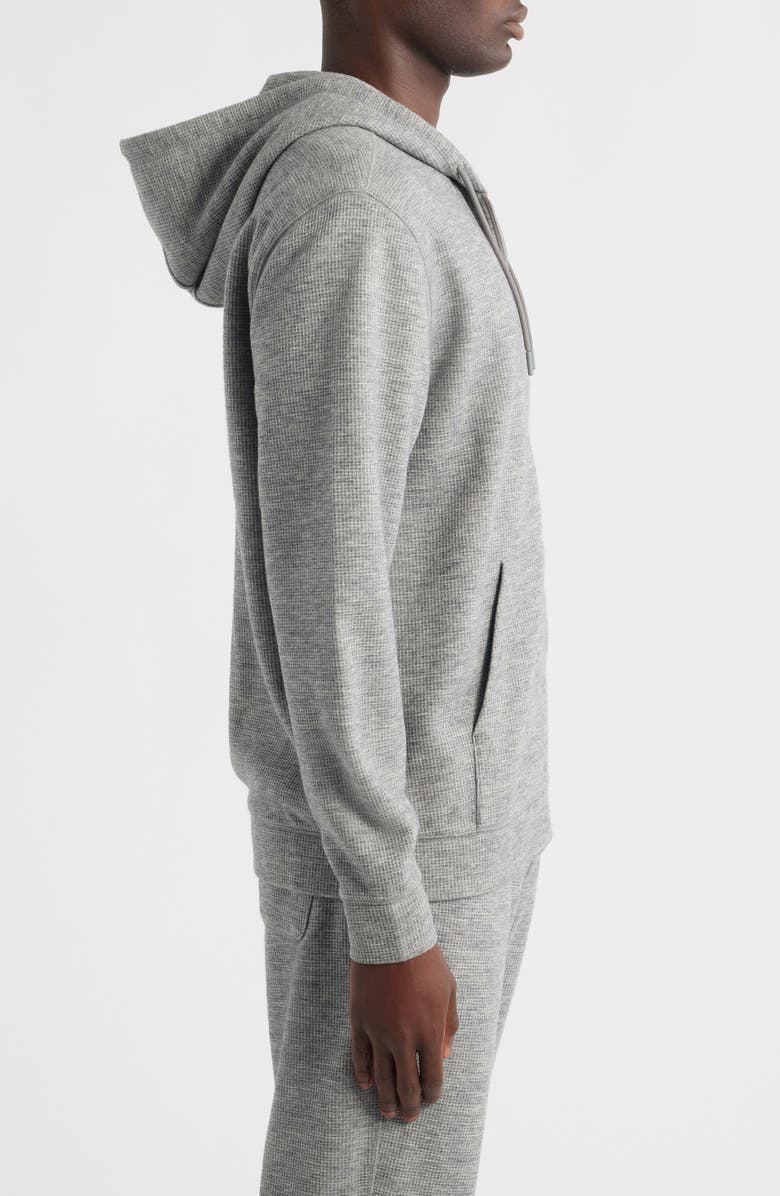 Zella Waffle Knit Zip-Up Hoodie, Alternate, color, Grey Heather