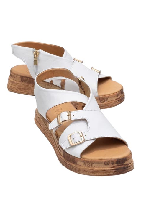 Levine Leather Buckled Side-Zip Sandal