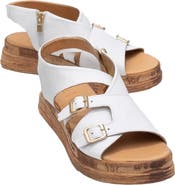 Forever & Always Shoes Levine Leather Buckled Side-Zip Sandal