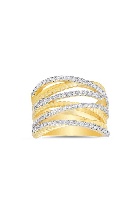 Cubic Zirconia Twisted Crossover Ring