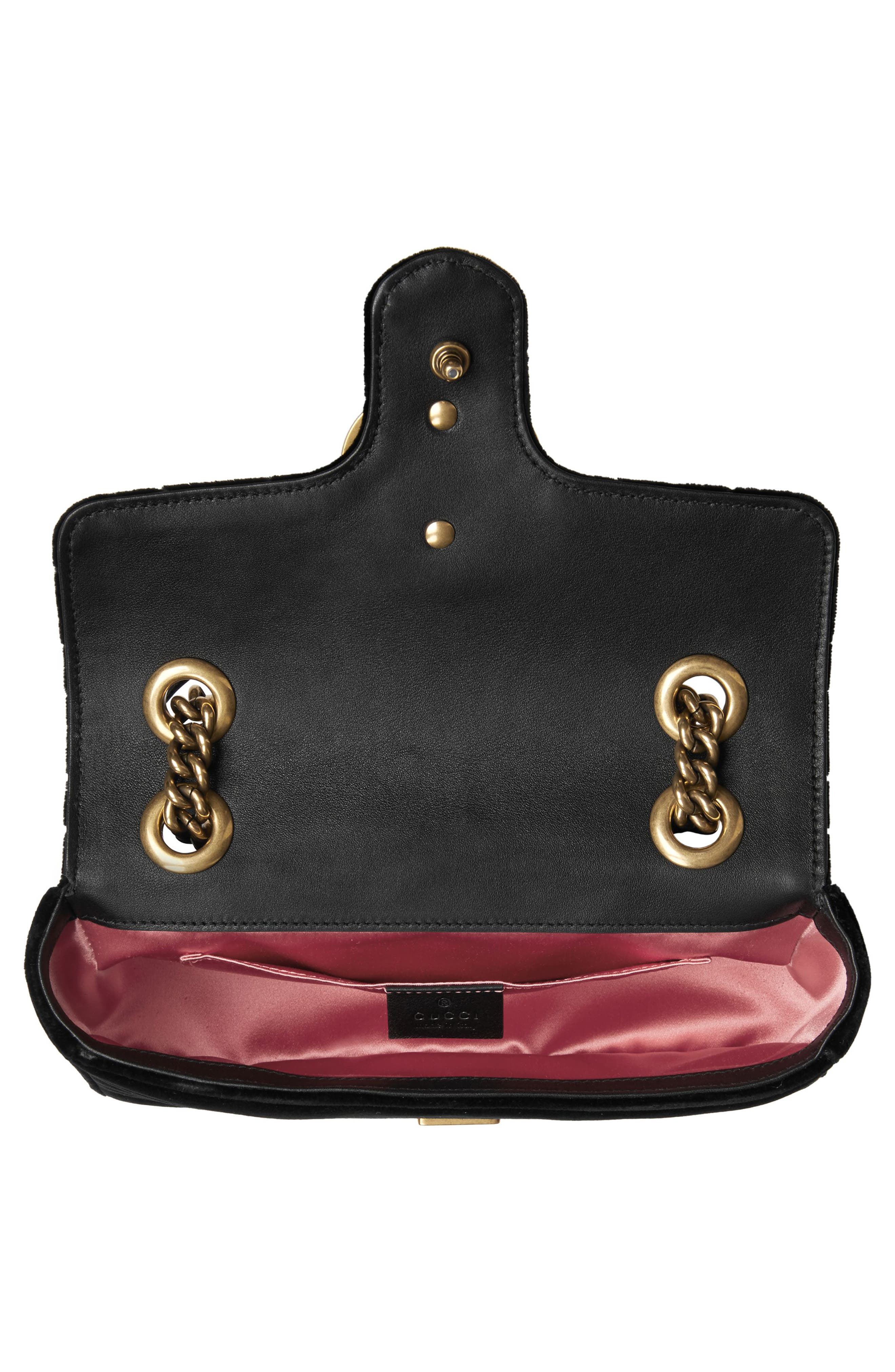 Small GG Marmont 2.0 Matelassé Velvet Shoulder Bag, Alternate, color, NERO