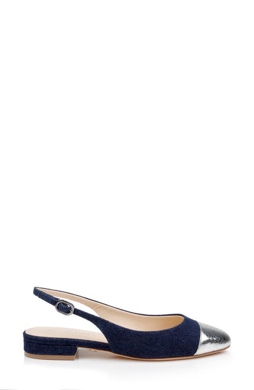 Dee Ocleppo Mumbai Slingback Cap Toe Flat In Blue/silver