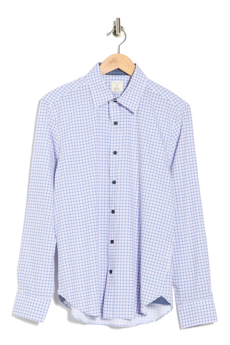 Grid Print Stretch Dress Shirt, Alternate, color, LILAC
