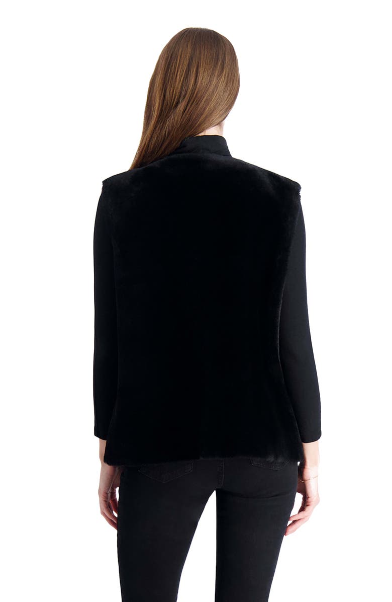 GORSKI Shearling Lamb Collarless Vest With Embellishment, Alternate, color, Black/White